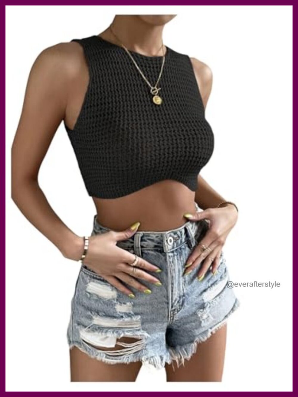 Women's Crochet Crop Tank Top Sleeveless Knit Summer